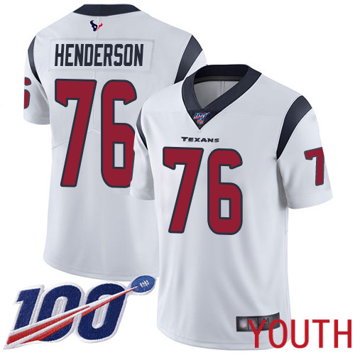 Houston Texans Limited White Youth Seantrel Henderson Road Jersey NFL Football 76 100th Season Vapor Untouchable
